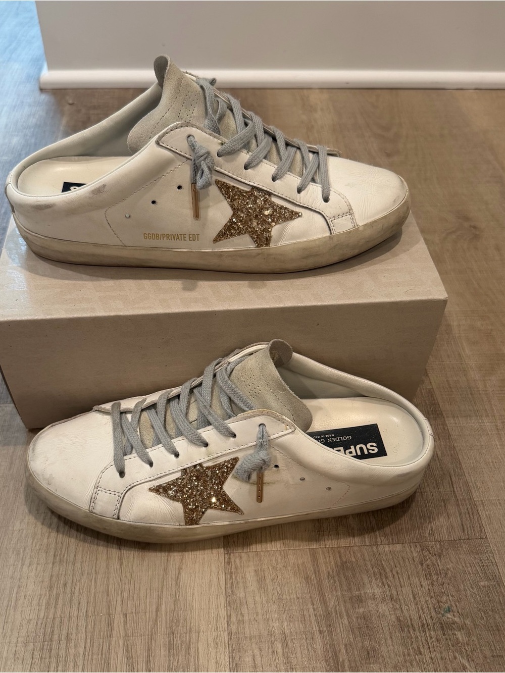 Golden Goose Super Star Sabot White Leather Low-Top Slip on Sneakers Size 41